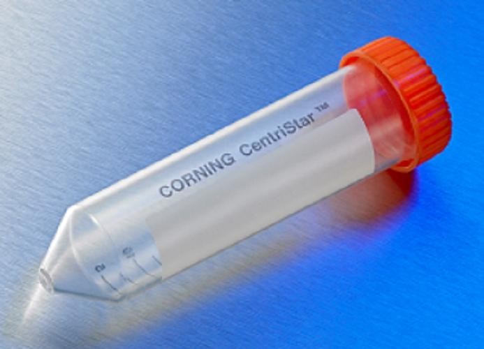 Corning 50ml clear centrifuge tube, conical bottom, orange screw cap,17,000xg max, graduated, sterile-pkt/500