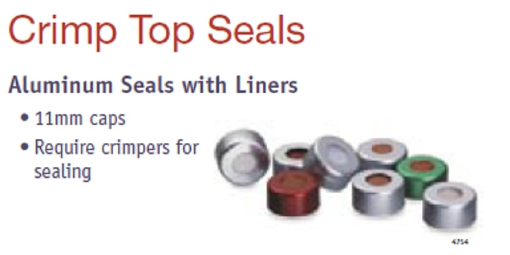 Alltech-11mm Silver Seal, Clear PTFE/Red Rubber Lined-pkt/100 (Suit vials above)