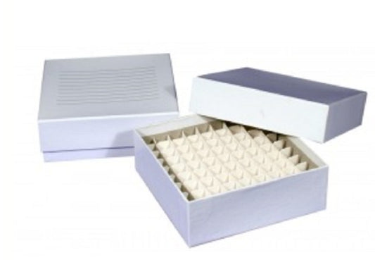 Cardboard Cryo boxes 2 Inch high with a 100 cell grid-pkt/5