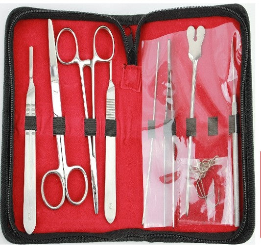 Dissecting Set with 9 Instrument Inch in leather  zip case