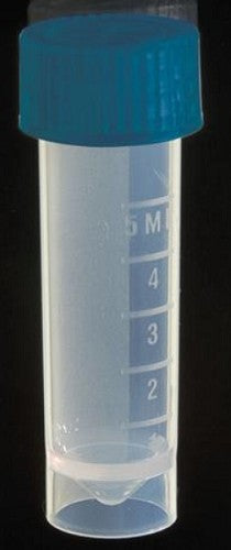 Axygen 5.0ml screw top sterile transport tubes, flat bottom, with attached caps-pkt/500