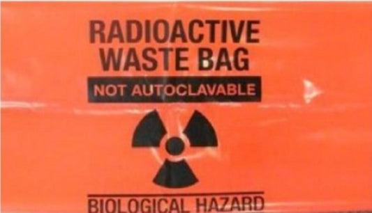 Sterihealth-Radioactive waste bag, red, 51X91 cm, 65 µm, with  label-200/ctn