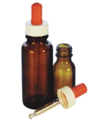 Dropping Bottle Glass 25mL with screw cap dropper, Amber, Kit , each