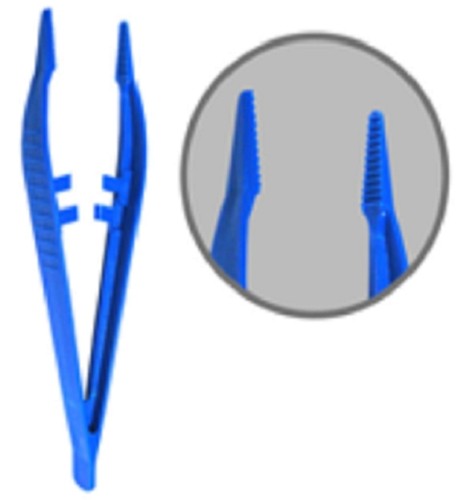 Sterile Polypropylene Plastic Forcep/Tweezer, 11 cm, Blue, Non-Autoclavable, Individually wrapped, each