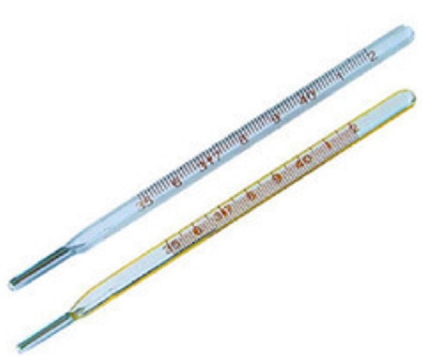 Thermometer, Glass, Mercury, -10 to 50degC, resolution 1.0 degC, 300 mm length, each