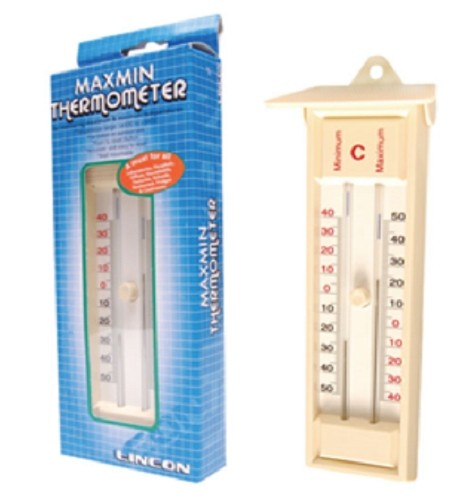 Maximum and Minimum Mercury Thermometer, - 40°C to +50°C Celsius Range, Each