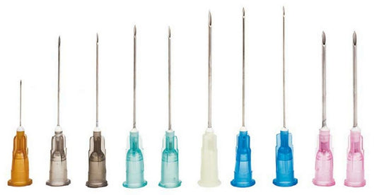 Sizes of hypodermic needles