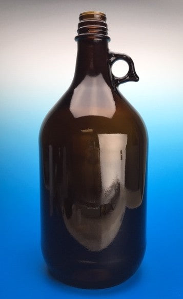 Finneran 2.5 L Amber Winchester Bottle with handle, 38-430mm Thread, Black Phenolic cap, PTFE/F217 Lined, case/6