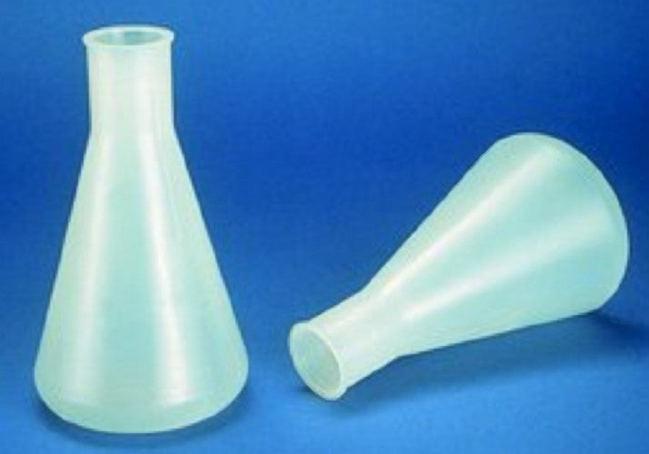 Technos Erlenmeyer Flask 100mL, polypropylene, wide mouth 35mm, 115mmH, base diam 65mm, no scew cap, autoclavable,121oC