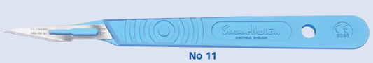 Swann Morton Disposable scalpel blade No.11, sterile, with handle, individually wrapped, 10/box