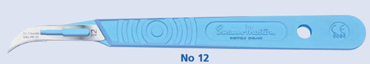 Swann Morton Disposable scalpel blade No.12, sterile, with handle, individually wrapped, 10/box