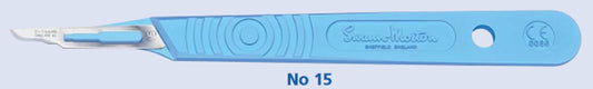 Swann Morton Disposable scalpel blade No.15, sterile, with handle, individually wrapped, 10/box