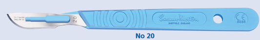 Swann Morton Disposable scalpel blade No.20, sterile, with handle, individually wrapped, 10/box