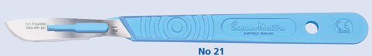 Swann Morton Disposable scalpel blade No.21, sterile, with handle, individually wrapped, 10/box