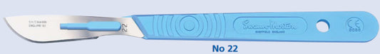 Swann Morton Disposable scalpel blade No.22, sterile, with handle, individually wrapped, 10/box