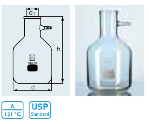 DURAN® 10L Filtering flasks, Bottle shape, with glass hose connection, for vacuum use
