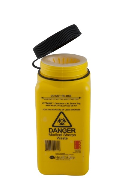 FITTANK™ Sharps Container 1.4 Litre Screw Top with Insert