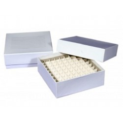 Biologix Cardboard Cyro boxes,135mm x135mm x 2" high with a 81 cell grid-pkt/5