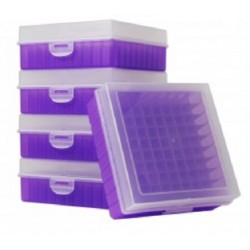 Bioline Plastic Cryo boxes 2 Inch high with a 100 cell grid and Hinged lid, Lilac-(each)