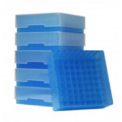 Bioline Plastic Cryo boxes 2 Inch high with a 81 cell grid and lift off lid, Blue-(each)