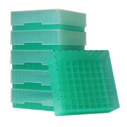 Bioline Plastic Cryo boxes 2 Inch high with a 81 cell grid and Lift off lid, Green-(each)