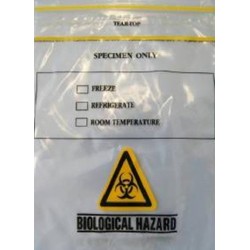 Specimen Transit Bags Clear, 3 layer, printed, 220 x 165mm pocket, press top/tear top Thickness: 40µm, ctn/2000