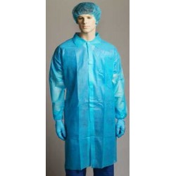 Bastion Polypropylene Labcoat, No Pocket, Blue, Medium (Length:100cm x Chest:125cm), ctn/100