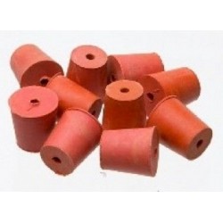 Solid Red Rubber Stoppers with hole