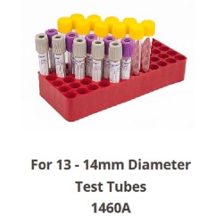 Tetra RED test tube racks, Dim:185x78 x31mm, suit 13-14mm tube diameter, 60 holes, solid bottom, no drain holes, ctn/24
