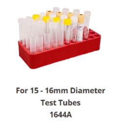 Tetra RED test tube racks, Dim:213x87x40mm, suit 15-16 mm tube diameter, 44 holes with drainage holes and numbering, ctn/24