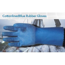Bastion Cotton lined Blue Rubber Gloves