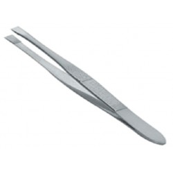 Forceps, Flat square Tip, stainless steel, not serrated 7.5cm length