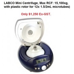 LABCO Mini Centrifuge, Max RCF: 15,000xg, with rotor  for 12x 1.5/2mL microtubes