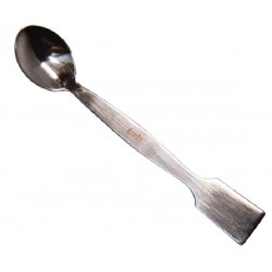LABCO Spatula Spoon 150mmL, one end a flat spatula other spoon, blade length 32mm, blade width, 22mm, blade thickness 1mm