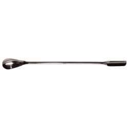 LABCO Spatula Weighing & Spoon 235mmL, one end curled, other is spoon shape, spoon dimensions 25x18mm, handle diameter 4mm