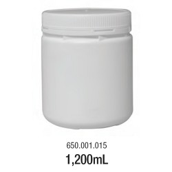LABCO 1.2L HDPE Storage Conatiners with Screw Lid, White, Neck: 110mm, Diam: 116mm, Height: 136mm, each
