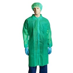 Bastion Polypropylene Labcoat, No Pocket, Green, Medium (Length:100cm x Chest:125cm), ctn/100
