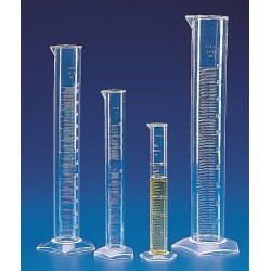 Kartell 25mL PMP (TPX®) Measuring cylinder, clear graduations, tall form with spout, pentagon base, autoclavable, Class B, each
