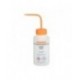 BRAND 500mL Wash Bottle with curved straw & self venting with metal ball valve: Chemical Name: Ethanol Orange pkt/5