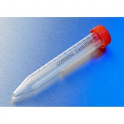 Corning 15ml clear centrifuge tube, conical bottom, orange screw cap,12,500xg max, graduated, sterile-pkt/500