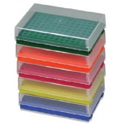 Labco 96 well x 0.2ml storage/setup rack, holds strip tubes or single 0.2ml tubes, includes lids-pkt/5 Assorted colours
