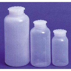 500mL, Storage Bottle, APTACA brand, polyethylene, wide mouth, 100 mL grad, round with screw cap and inner stopper