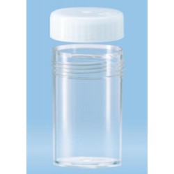 25mL-Sarstedt-Tubes with flat base, transparent polystyrene, Neutral screw cap enclosed, 54x27 mm-pkt/500