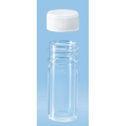 7mL- Sarstedt-Tubes with flat base, 47x20mm, polycarbonate, clear, autoclavable, white cap enclosed-pkt/1,000