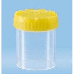 70mL-Sarstedt-Containers, polypropylene, 54x44mm, yellow screw cap assembled, with flat bottom base-pkt/500
