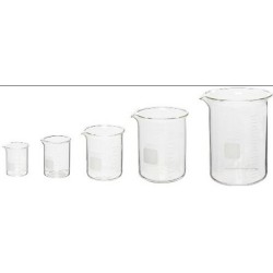 Beaker, 25mL,  low form, borosilicate glass with spout, graduated
