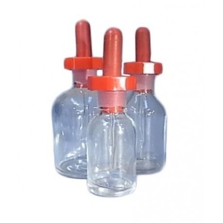 30mL Dropping bottle, glass, clear, with poly stopper