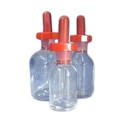 60mL Dropping bottle, glass, clear, with poly stopper