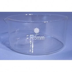 Crystallising glass dish with spout,125mm diam