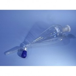 Separating funnel, glass, pear shaped- 100mL with PTFE stopcock and PTFE stopper